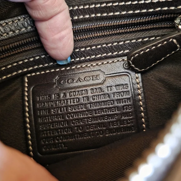 Vintage Coach Hampton Demi Baguette Brown Suede And Leather Shoulder Bag - Picture 14 of 16